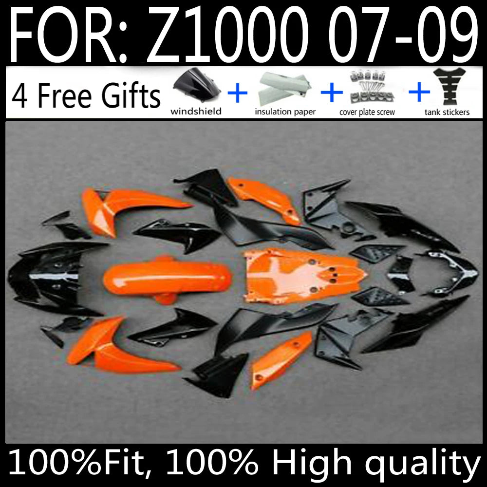 For Z1000 Z 1000 ZR1000 2007 2008 2009 Motorcycle Fairing Kit ABS Plastic Body Injection mold Fairings Bodywork Bodykits