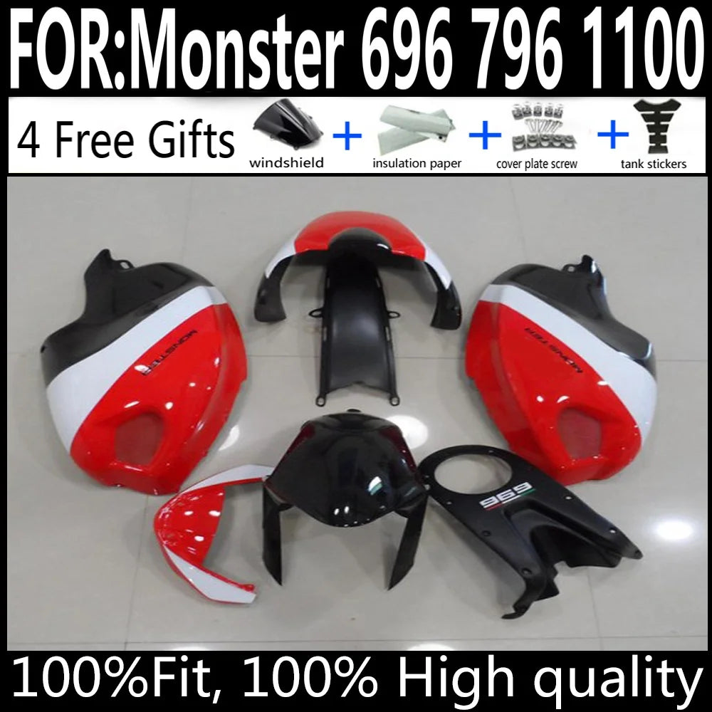 Ducati Monster 696 796 1100 Motorcycle Fairings Kit ABS Plastic Body Work Tank Cover Seat Cowl Full Set