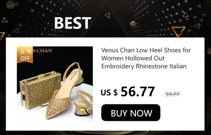 Venus Chan 2024 Special Design High Quality Orange Color African Women Shoes and Bag Set with Shinning Crystal for Wedding Party