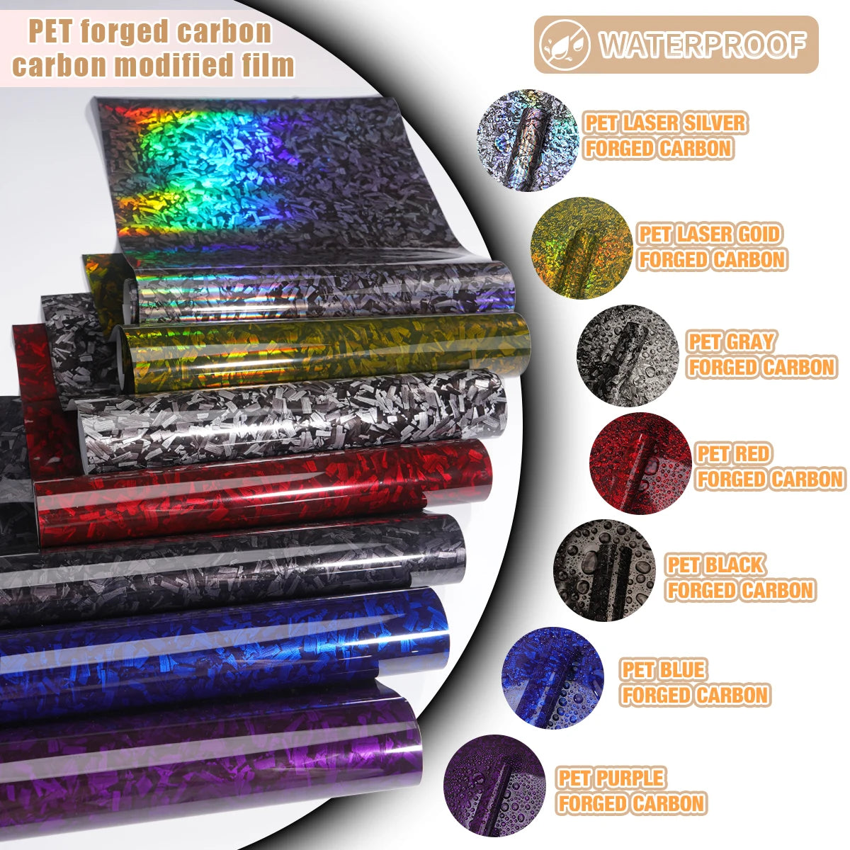 300cm*50/30cm High Glossy Black Gold Silver Red Forged Carbon Fiber Vinyl Wrap Film on the Hood Adhesive Vinyl for Car Stickers
