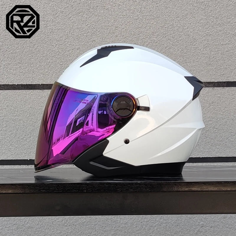 ORZ Motorcycle Helmet Half Face Double Lens Moto Four Seasons Men Women Street Fashion Helmet Capacete De Moto Safety