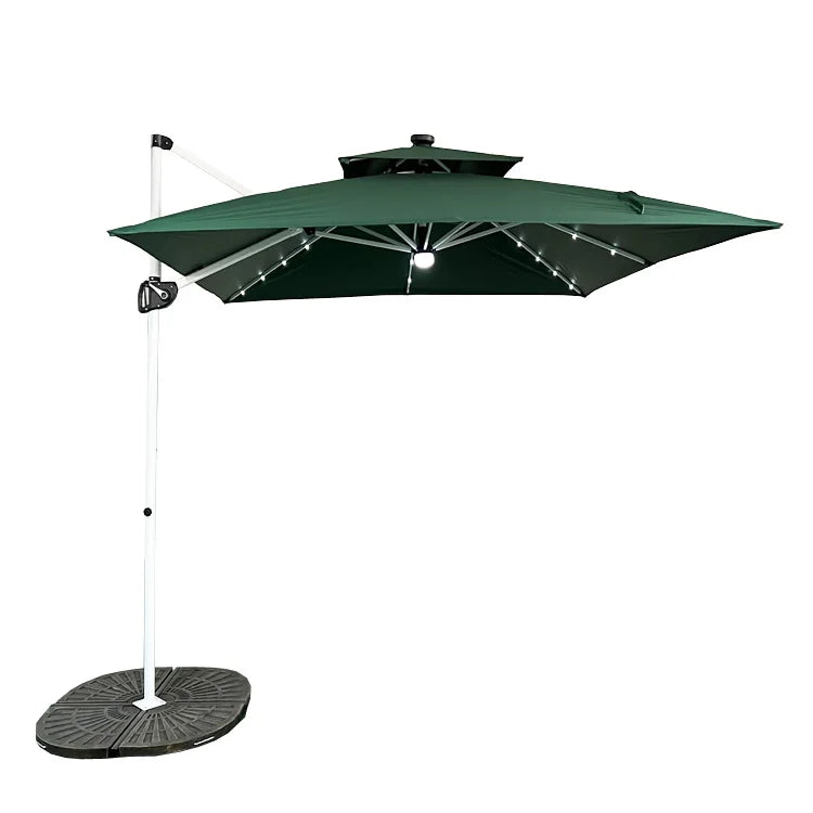 Uplion Modern Large 3M*3M  8ribs with LED Mini Roma Umbrella Double Roof Patio Umbrella Garden  Cantilever Parasol