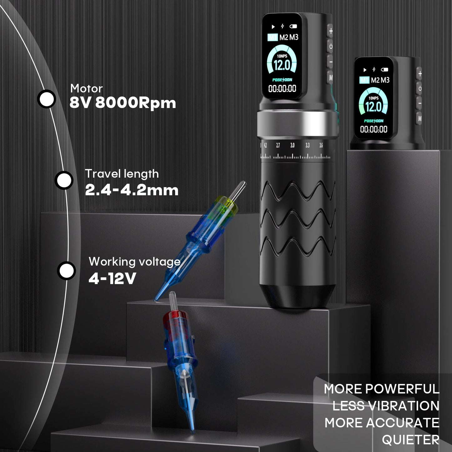 POSEIDON HM145 Tattoo Machine 2 Tattoo Power Supply Tattoo Pen Wirless Tattoo Gun With Powerful Custom Motor For  Tattoo Artist
