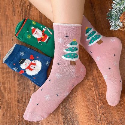 1/4pairs Men Christmas Socks New Year Funny Snowflake Beer Santa Claus Elk Snow Cotton Happy Socks Men Cartoon Women Sokken