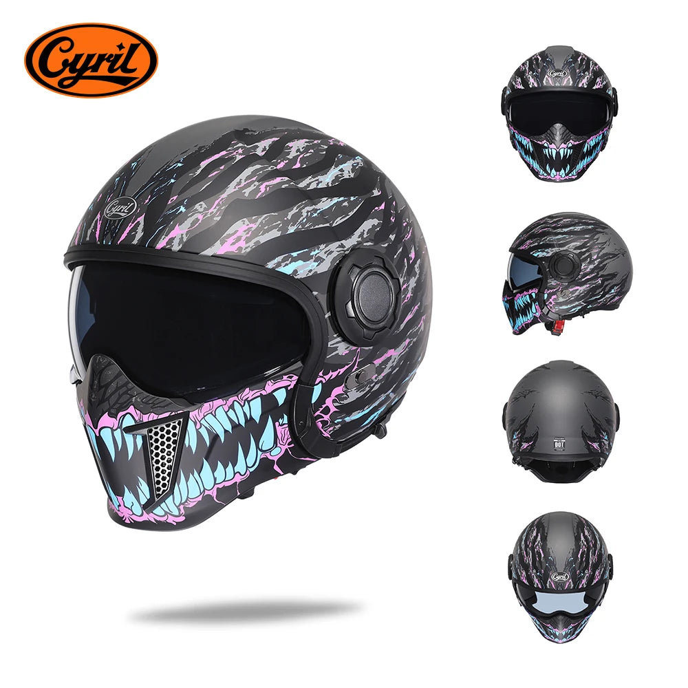 CYRIL Motorcycle Helmet Full Face Open Face Helmets 3/4 Men Women Modular Dual Visor Helmet For Motorcycle ECE DOT Approved