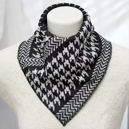 Warm Knitted Scarf with Geometric Pattern, Fashion Winter Neck Warmer for Women and Men, Soft Thick Cold Weather Accessories