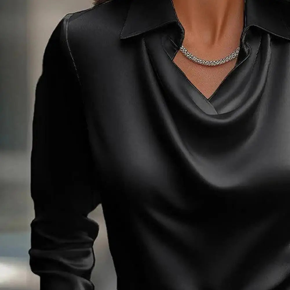 Satin Women Shirt Vintage Long Sleeve Blouse Women Silk Elegant Womens Tops Commuting Luxury White Shirt Autumn Female Clothing