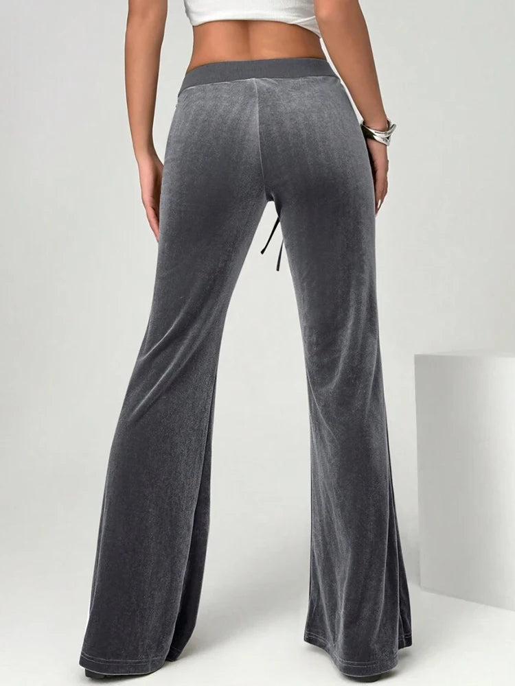 2025 autumn and winter women's micro flared pants slim fit and slimming casual flared pants velvet pants