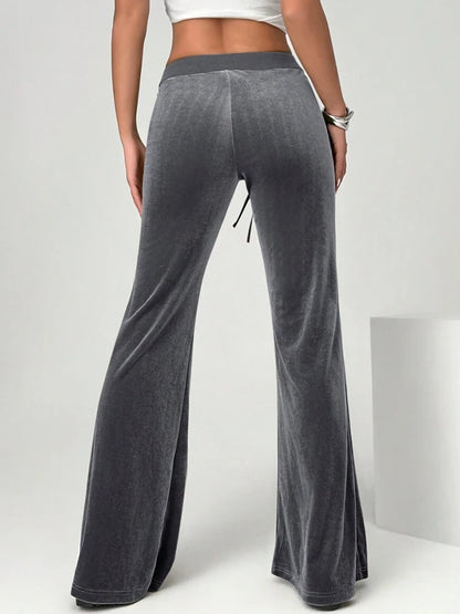 2025 autumn and winter women's micro flared pants slim fit and slimming casual flared pants velvet pants