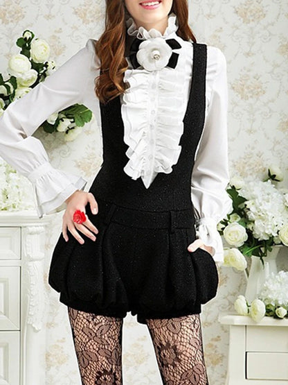 US Women Solid Lady Shirt Frilly Ruffle shirt Tops Flounce Casual Blouse Clothes Shirts