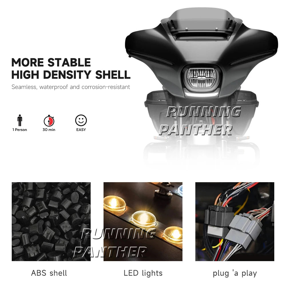 For Harley CVO Electra Street Glide Ultra FLHXU FLHX FLHXSE LED Front Lower Fairing Signal Light Turn Light Amber Lamp