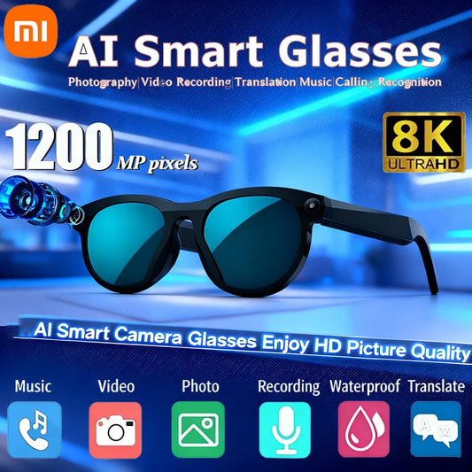 Xiaomi AI Smart Camera Glasses Translation 8K HD Camera Glasses Multifunctional Bluetooth 5.3 Calling Voice Assistant Music New