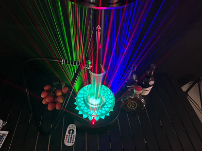 LED Smoking Table Lamp with Laser Light & Charging Base for Hookah Portable Neon Smoke Glow Lamp for Bar Party Laser Effects