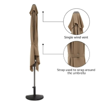7.5’ by 4’ Half Rectangular Outdoor Patio Umbrella with Base Included, Perfect for Balcony, Garden, Deck, Customized