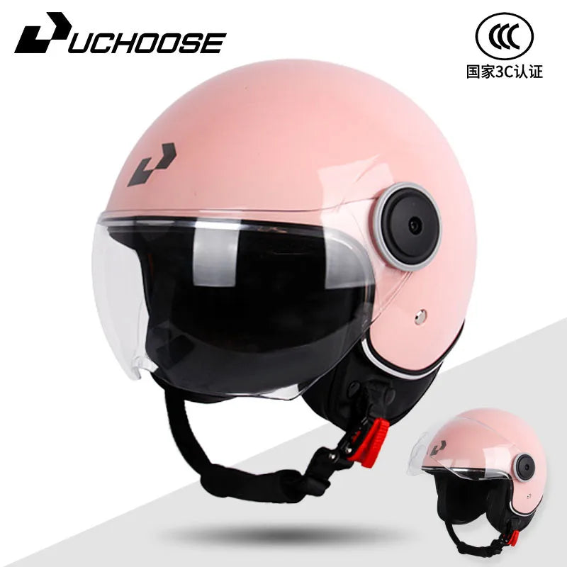 UCHOOSE 3/4 Open Face Motorcycle Helmets With For Men Women Vintage  Moto Bike Cascos Scooter Protective helmets