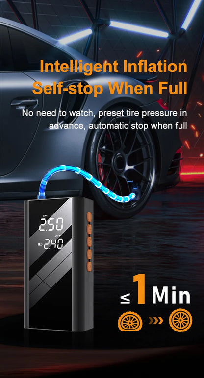 Car Jump Starter With Air Compressor LCD Screen  Portable Booster Charger 1200A Powerful Car Battery Starting Device Car Starter