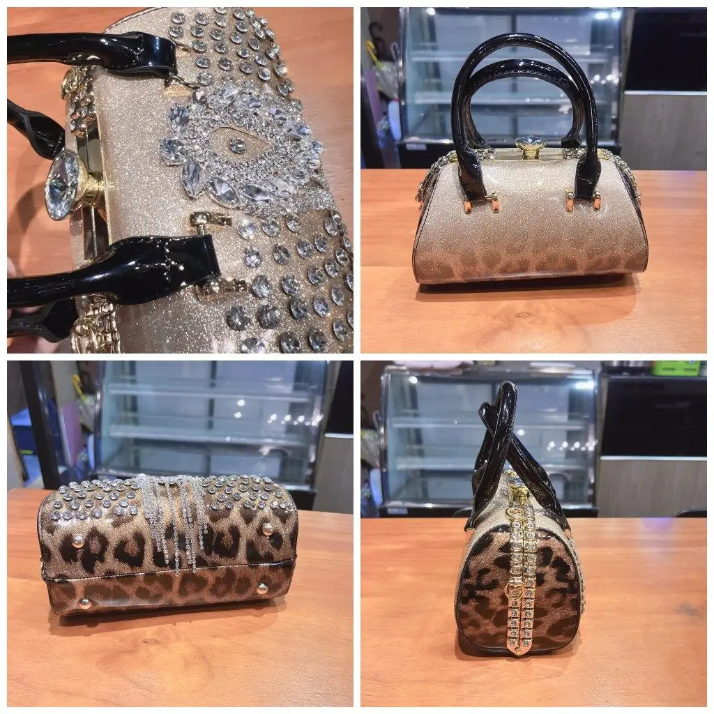 Fashion Diamonds Leather Women's Handbag Small Shoulder Cross-Body Bag New Elegant Evening Bag Portable Girls Party Dinner Bags