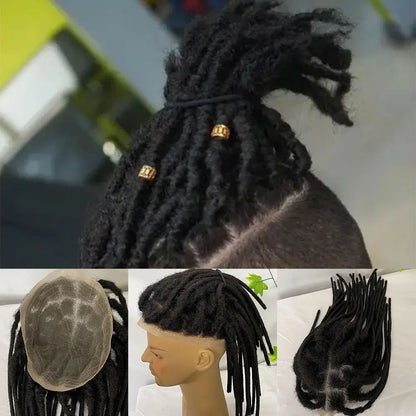 Human Hair Transparent Full Lace Base Afro Dreadlock Extensions Toupee For Men/Women 0.6cm Loc Extensions Human Hair Dreadlock1B