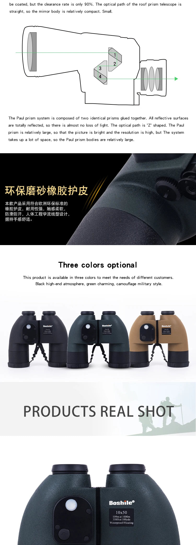Nautical Binoculars Boshile 10x50 Rangefinder Compass Telescope High Powered Nitrogen Waterproof Coordinates Distance