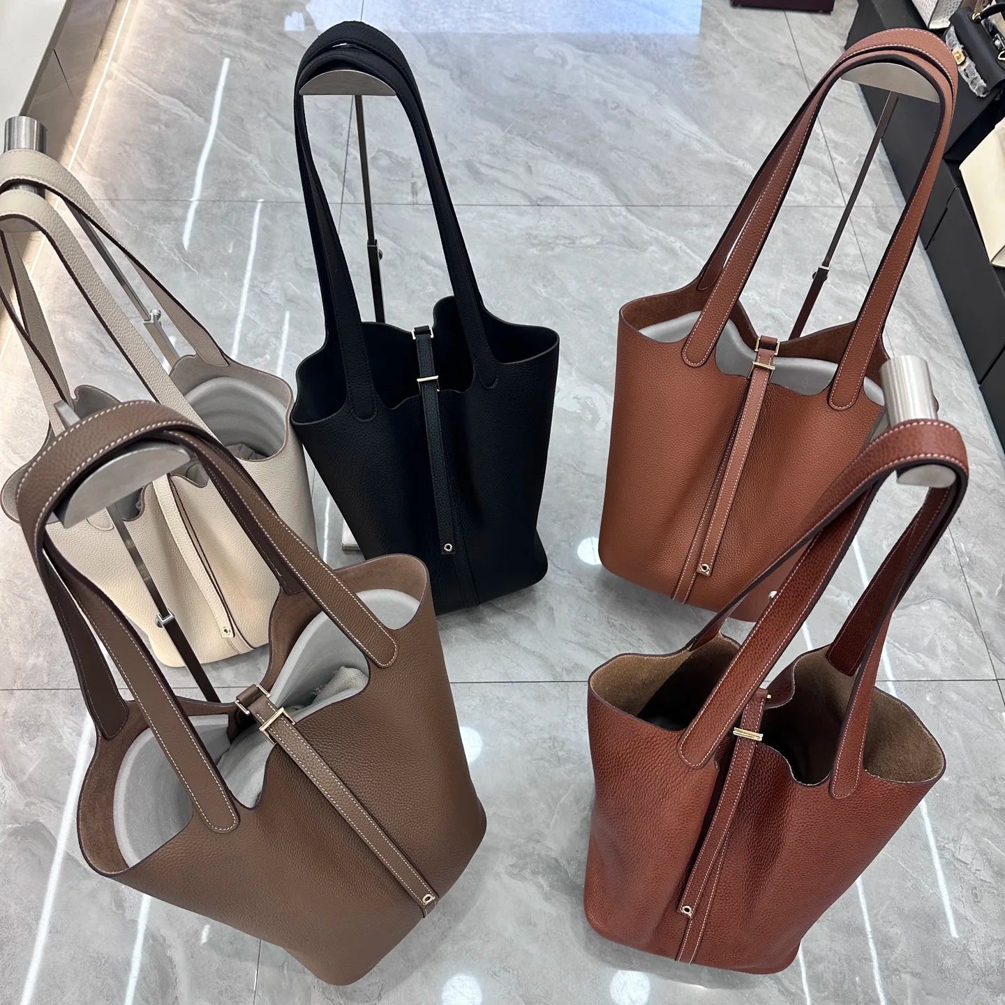Mendy Large Women's Bag Vintage Leather Bucket Bag 26CM Tote Hobo Bag for Women Soft Leather Underarm Shoulder Purse Handbag New