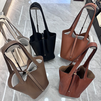 Mendy Large Women's Bag Vintage Leather Bucket Bag 26CM Tote Hobo Bag for Women Soft Leather Underarm Shoulder Purse Handbag New