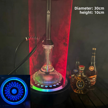 LED Smoking Table Lamp with Laser Light & Charging Base for Hookah Portable Neon Smoke Glow Lamp for Bar Party Laser Effects
