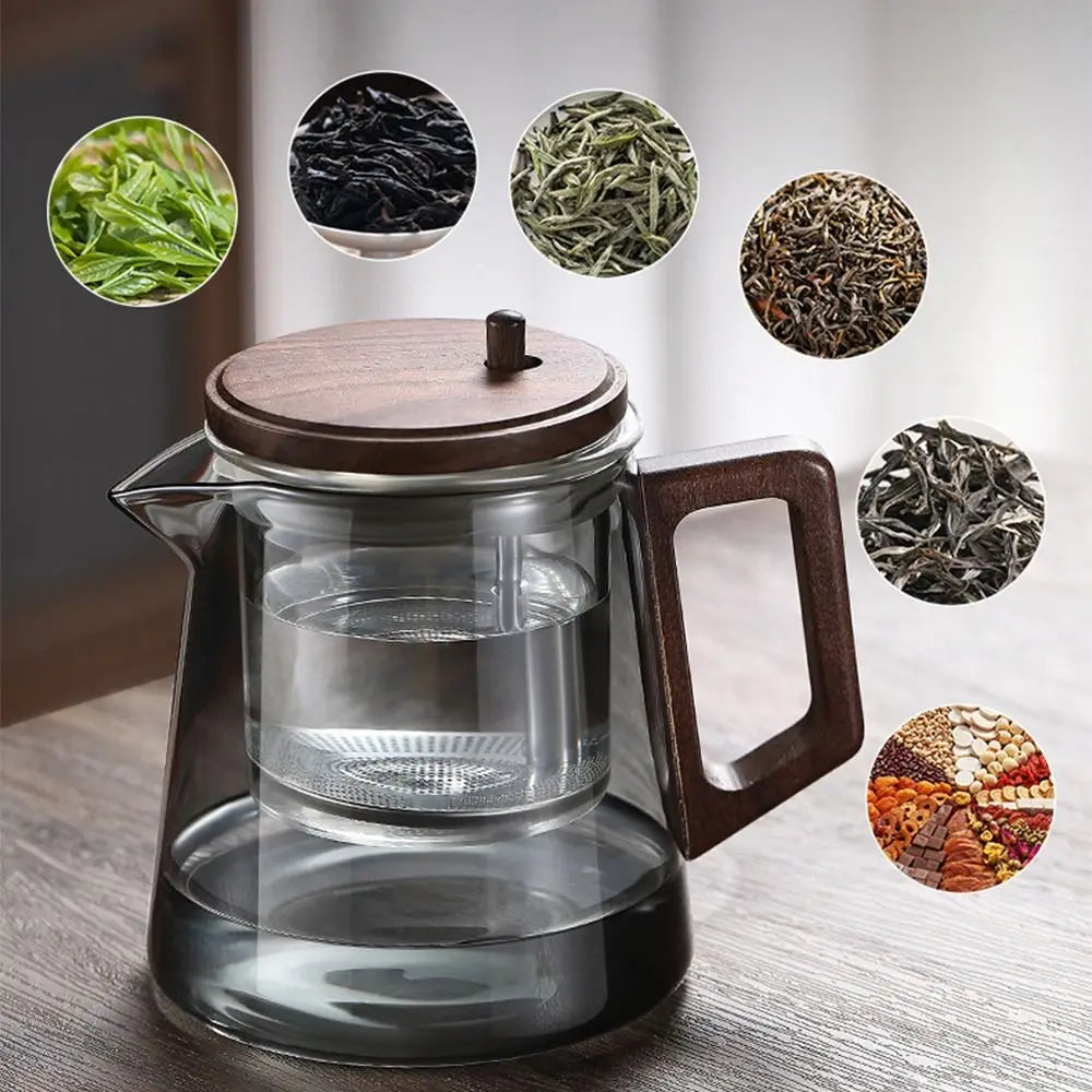 Creative Tea separation Glass Teapot 650ML Heat Resistant Lazy Kungfu Drip Teapot Transparent Press Control