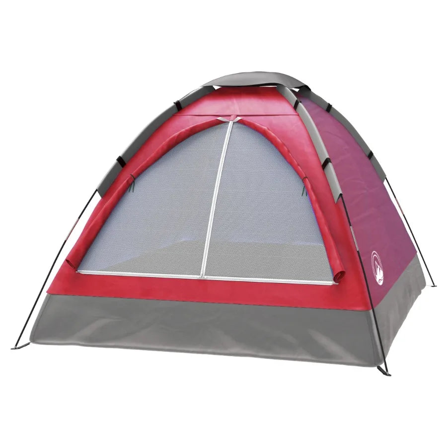 2-Person Dome Tent with Camping Accessories - Including Rain Fly and Carry Bag in Red - by Outdoors