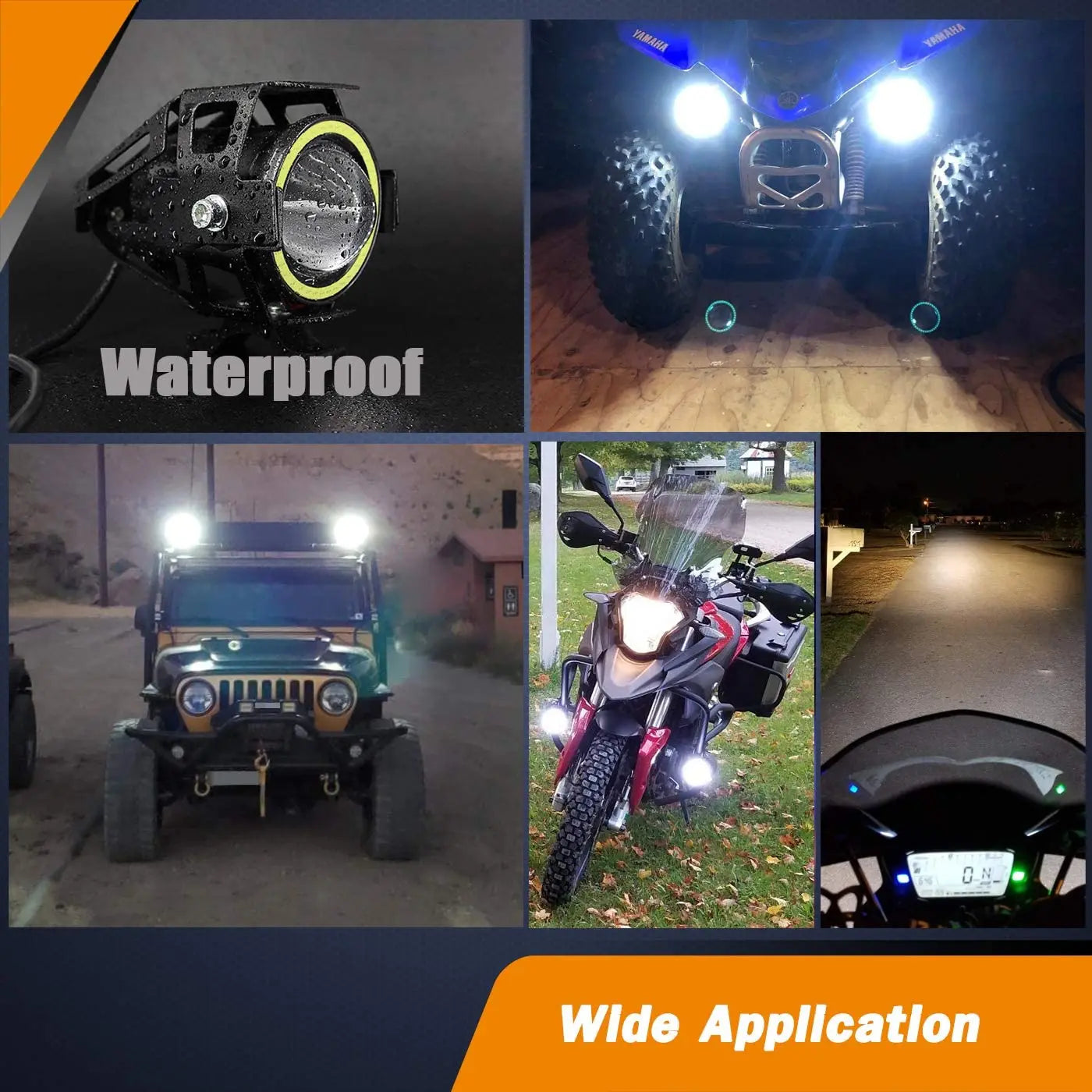 125W U7 LED Auxiliary Motorcycle Angel Eyes Headlight Explorers DRL Spotlights Bright LED Bicycle Lamp Accessories Foggers