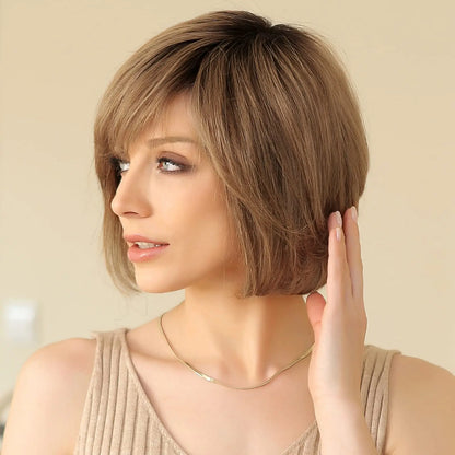 Hand-Tied Lace Front Wig Ombre Blonde Remy 100% Human Hair Wigs Natural Layered Bob HD Transparent Lace Frontal Hairs for Women