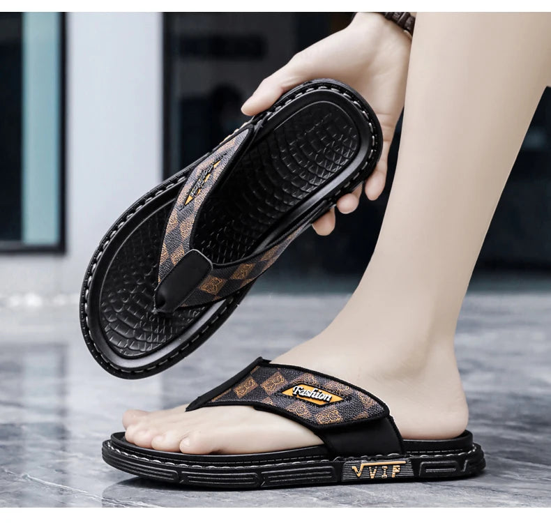 Men's high-quality beach shoes summer outdoor casual flip-flops sandals soft-sole non-slip comfort fashion dual-purpose slippers