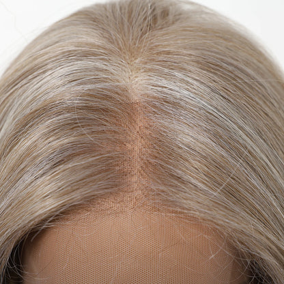 13*6 HD Lace Front Wigs Blonde Mixed Brown Synthetic Wigs For Women Daily Party Short Straight Natural Fake Hair Heat Resistant