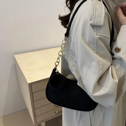 Mini Women Shoulder Bags Fashion Felt Women's Bag Design Advanced Underarm Handbags Mini Saddle Bag