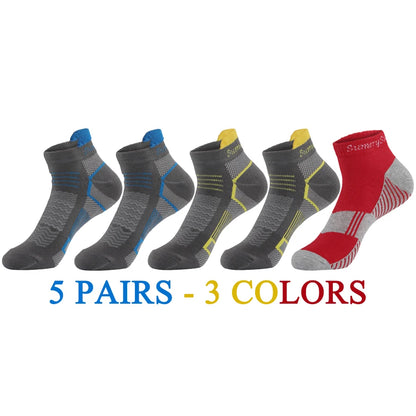 5 Pairs/Lot Mens Running Socks Casual Outdoor Sports Cotton Orange Red Stripes Compression Black 15 Styles Travel Hot Sale 2024