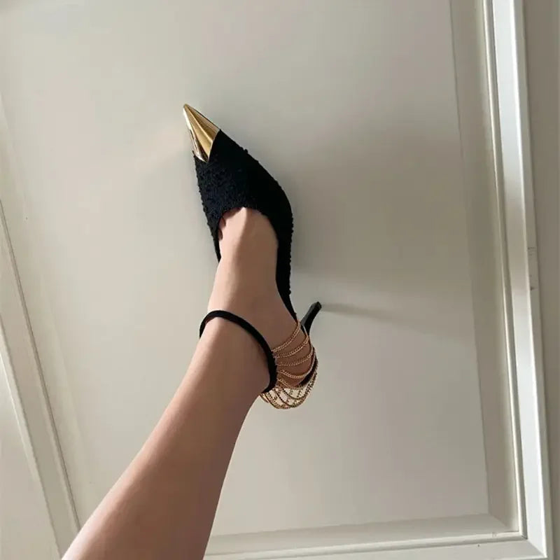 Stiletto Pointed Toe Sandals for Women 2025 Luxury Footwear Vintage Sandal Summer Offers Pvc Cheap Liquidation Woman Shoes Sale