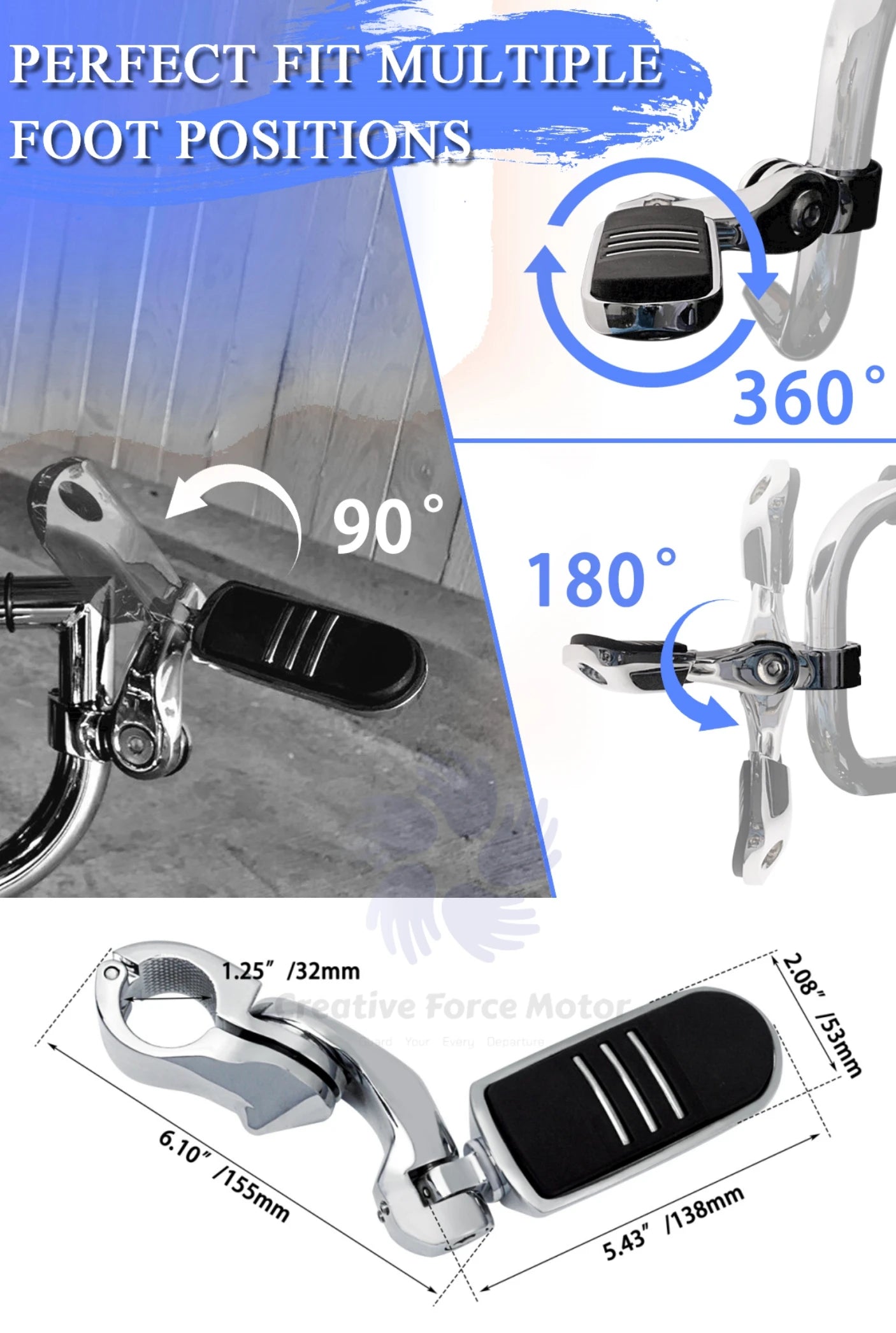 1.25" Motorcycle Engine Guard Highway Pegs Footpeg For Harley Honda Touring Sportster Davidson Road King Street Glide Low Rider