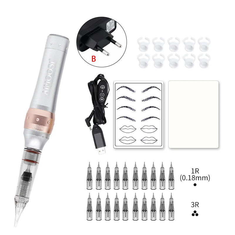 AIMOOSI M7 Tattoo Machine Set Microblading Eyebrow PMU Gun Pen Needle Permanent Makeup Machine Professional Supplies Beginner