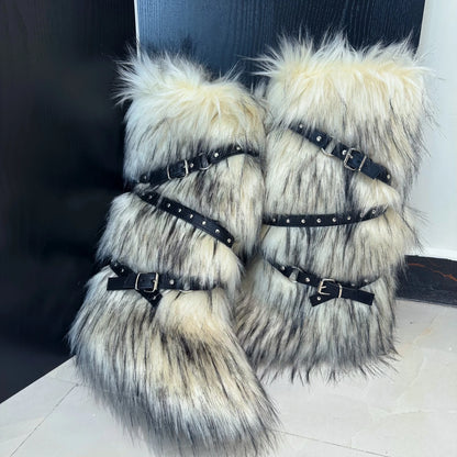 Y2K Fury Snow Boots 2024 New Winter 50cm High Helper Sleeve Fury Boots for Warm and Spicy Girls Fashion Snow Boots for Women