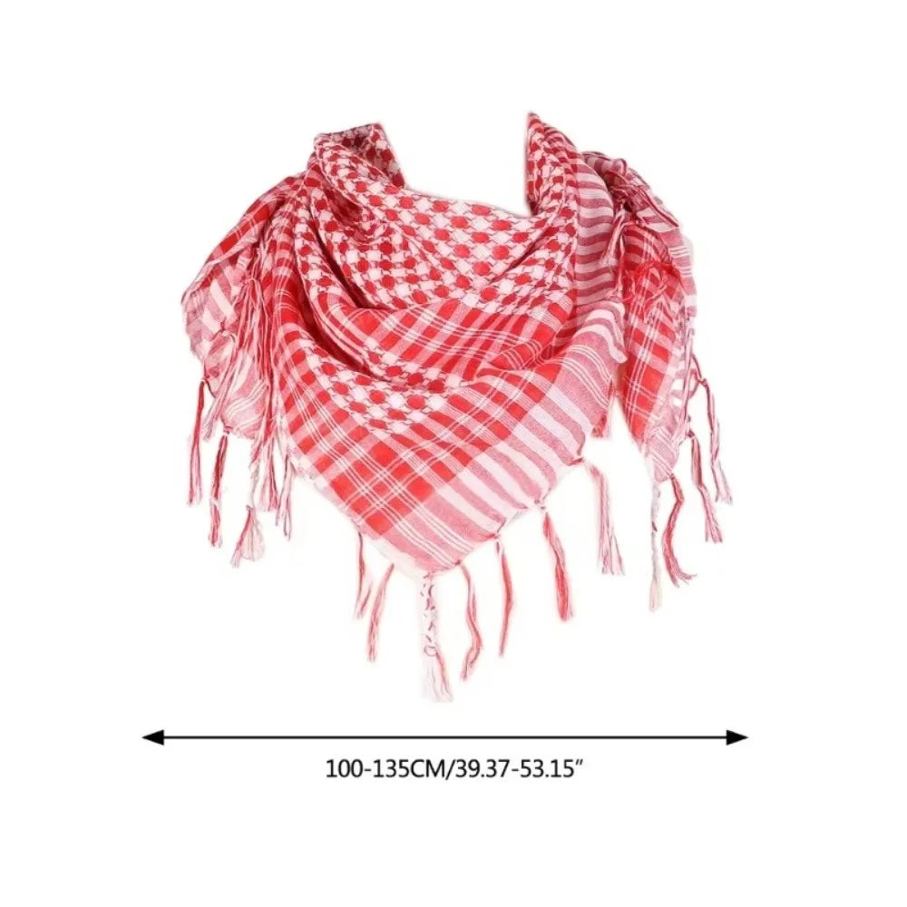 Large Arab Shemagh Headscarf with Tassel Costume Head Neck Scarf Bandana Keffiyeh for Men Women