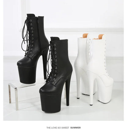 Fast Shipping NEW Black 8 Inch High Platform Stripper Heels Pole Dancing Ankle Boots Sexy Knight Female High Heels Ladies Shoes