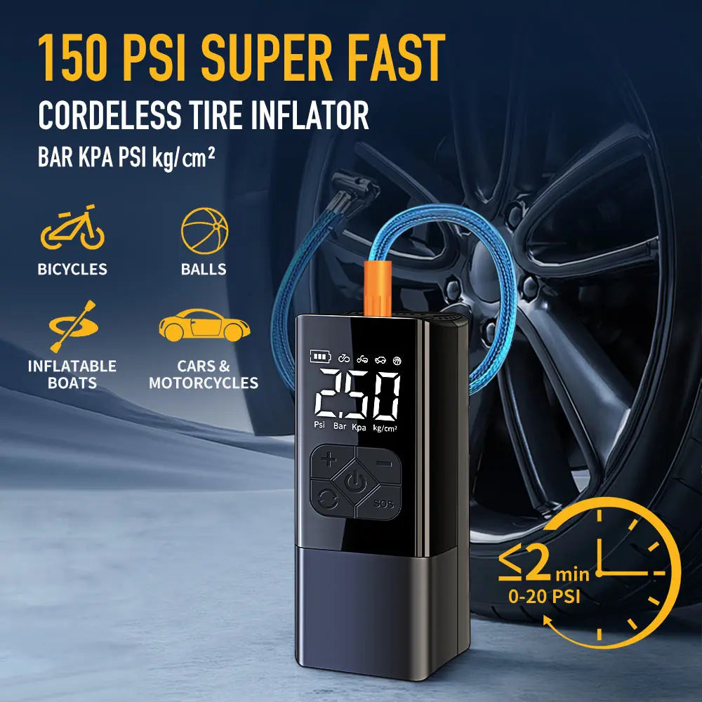 2500A Professional Car Starter Car Booster with 150PSI Air Compressor Power Bank Portable Charger for Car Battery Jump Starter