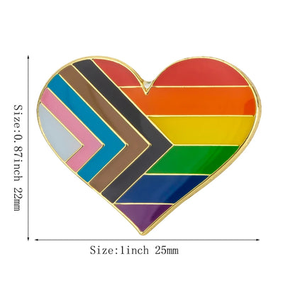 10pcs a lot Rainbow Pride Heart Shaped  Badge Symbol Pin Metal Badges Decorative Brooch Pins for Clothes Brooch Jewelry