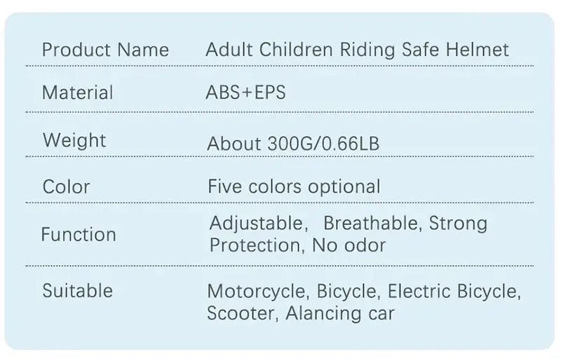 Men Women Children's Cycling Helmet for Skateboard Roller Skating Rafting Rock Climbing Electric Scooter Bicycle Safety Helmet