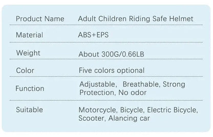 Men Women Children's Cycling Helmet for Skateboard Roller Skating Rafting Rock Climbing Electric Scooter Bicycle Safety Helmet