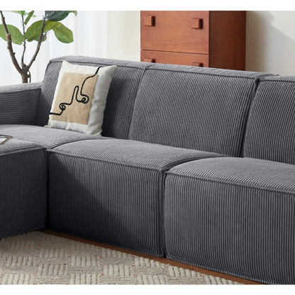 Modular Sectional Couch Single Seat, Boneless Sofa Comfy Corduroy Sectional Cloud Sofa Seat for Living Room, No Assem