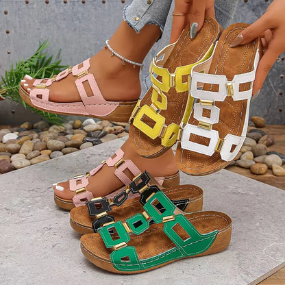 New Women Sandals Roman Style Sandals Women Open Toe Beach Slippers Summer Wedges Comfortable Outdoor Slip-On Shoes Women