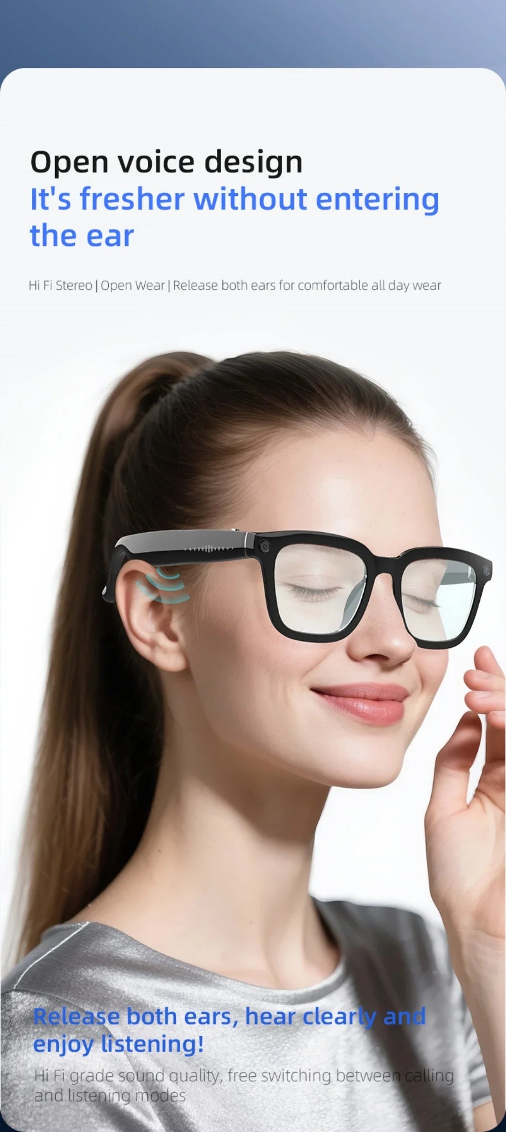 V03 AI Glasses Real Time Translation Multi-Language Chat  Music Call WiFi Upload Pictures Videos Smart Glasses with Camera