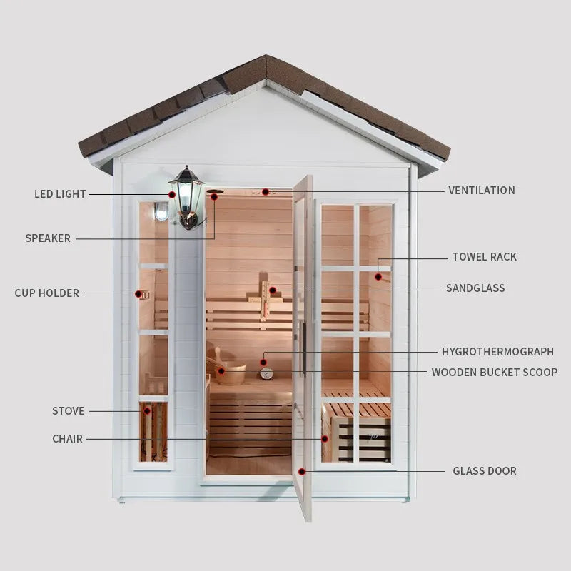 Fast Delivery Garden Solid Wood Outdoor Traditional Steam Sauna