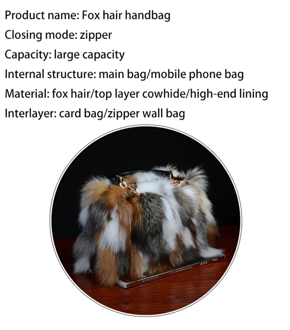 2025 New Clothing Designer Luxury Soft Fox Hair High-end Handbag Fashion Large Capacity Charm Women's Special Fur Bag
