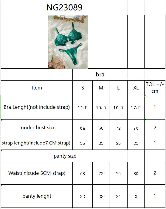 Women's Floral Embroidery Lingerie Set, Push Up Bra & Panty 2 Piece